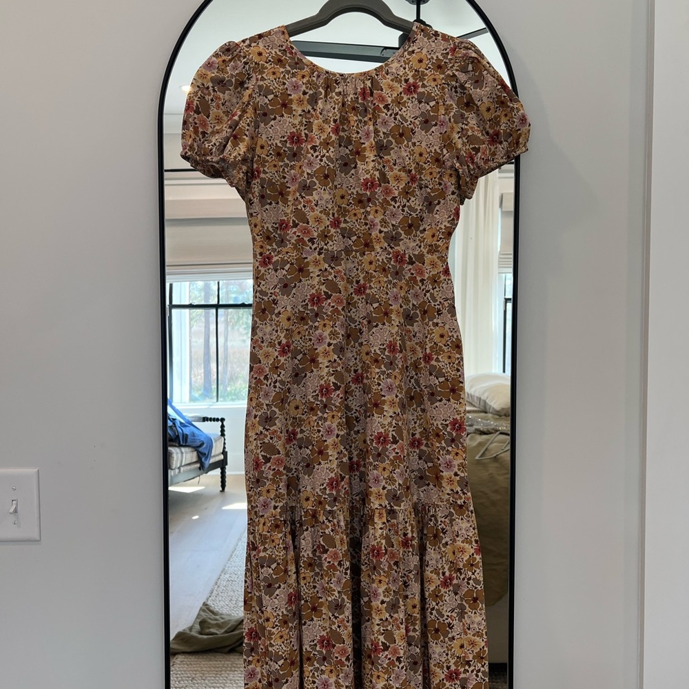 Madewell Puff-Sleeve Open-Back Midi Dress in Flora Field Size 4